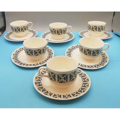 780 - Wedgwood Cups and Saucers (6) in the 'Diamond' Pattern. Dated 1964. Chip to 1 Cup.