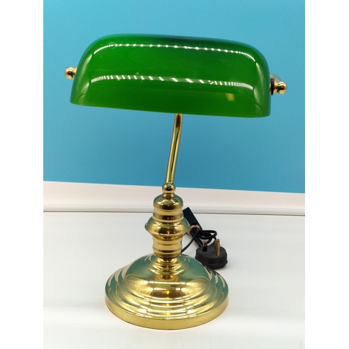 85A - Brass Bankers Lamp. 37cm Tall.