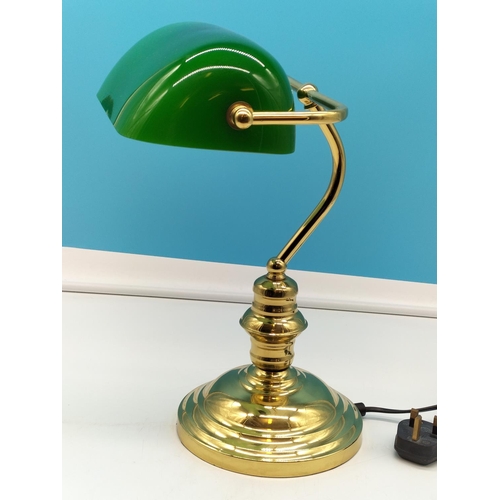 85A - Brass Bankers Lamp. 37cm Tall.