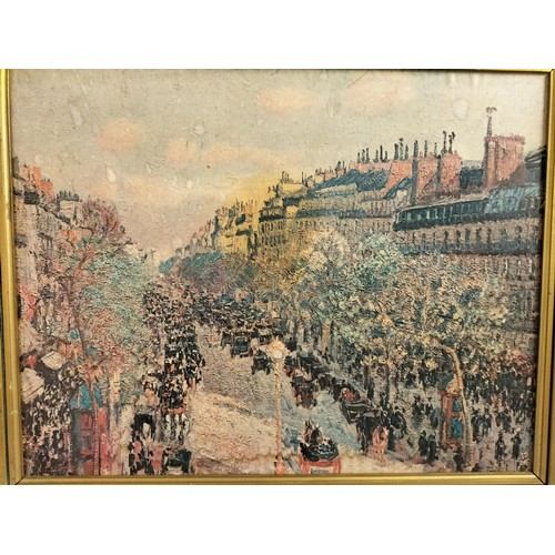 170A - Framed Abstract Impressionist Style Street Scene Print. 65cm x 55cm.