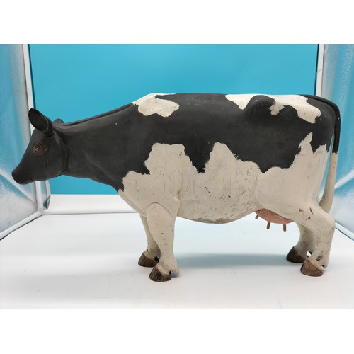 199 - Victorian Large Wooden Butcher's Shop Display Cow. 28cm High x 55cm Long.