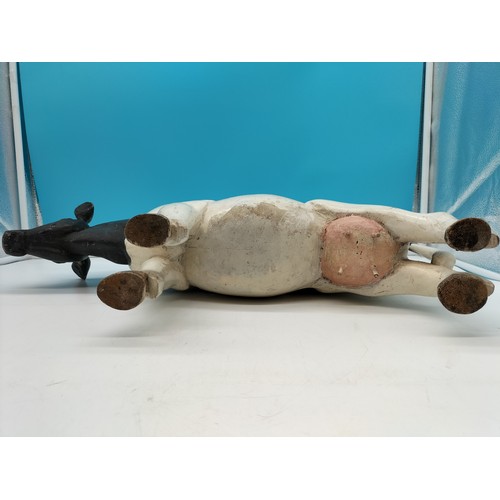 199 - Victorian Large Wooden Butcher's Shop Display Cow. 28cm High x 55cm Long.