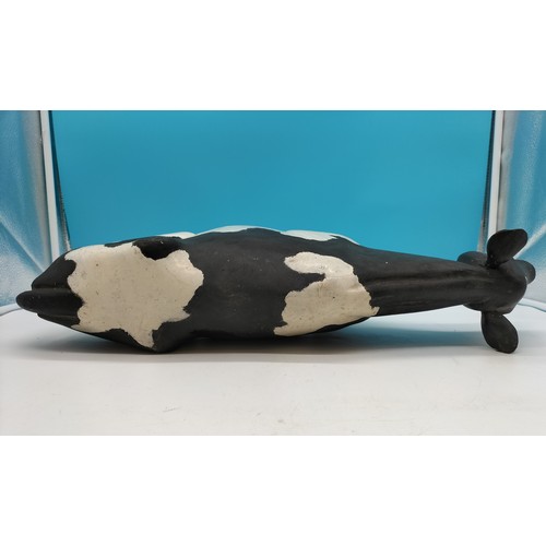 199 - Victorian Large Wooden Butcher's Shop Display Cow. 28cm High x 55cm Long.