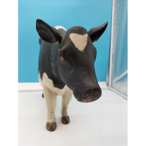 199 - Victorian Large Wooden Butcher's Shop Display Cow. 28cm High x 55cm Long.