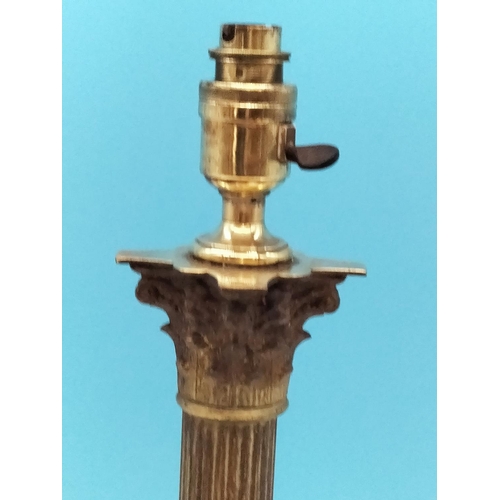 10 - Brass Columned 45cm Table Lamp.