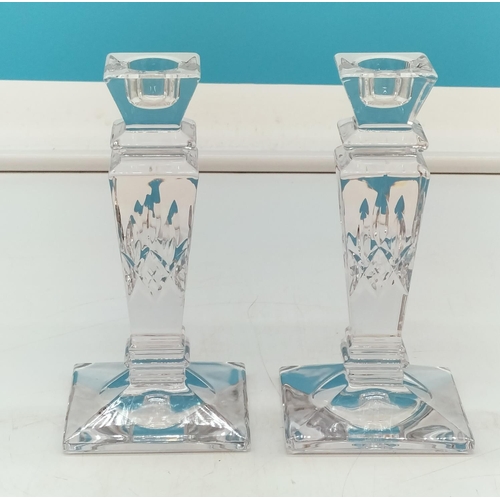 204 - Stuart Crystal 15cm Candlesticks (2). Slight Nibble to One Column