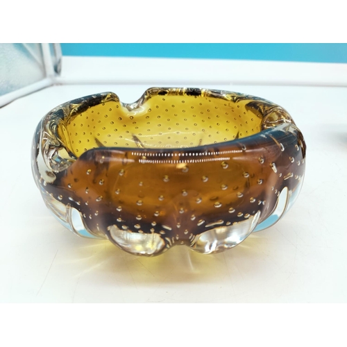 205 - Controlled Bubble 14cm Glass Bowl plus Mdina Mushroom Paperweight.