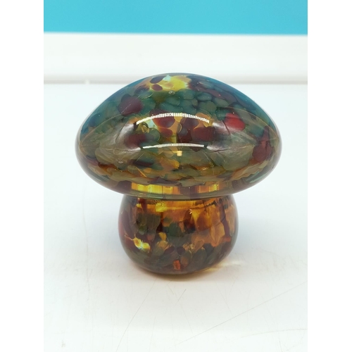 205 - Controlled Bubble 14cm Glass Bowl plus Mdina Mushroom Paperweight.