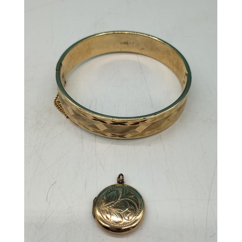 215 - 18ct Rolled Gold Bangle and Rolled Gold Pendant.