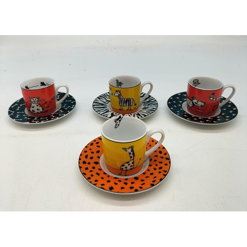 220 - Konitz Cat & Dog Animal Stories Espresso Cups and Saucers (4).