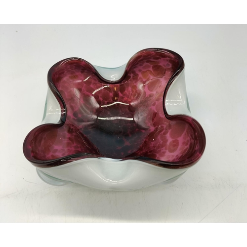 222 - Murano Glass Turned Edge Dish. 9cm High, 20cm Diameter.