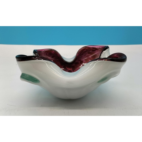 222 - Murano Glass Turned Edge Dish. 9cm High, 20cm Diameter.