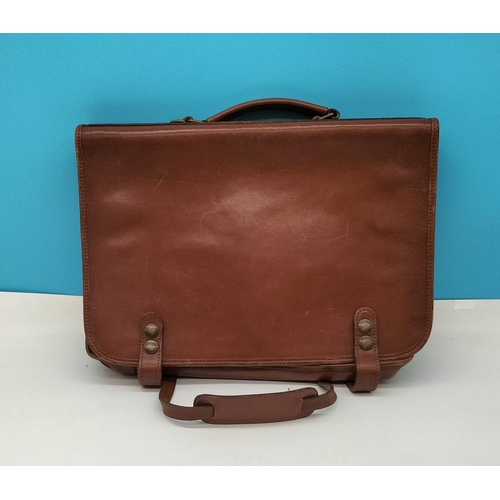 223 - Quality Italian Leather Satchel/Briefcase. Good Condition. 41cm x 50cm.