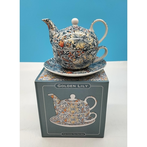 233 - Boxed William Morris Design 'Tea for One' in the 'Golden Lily' Pattern.