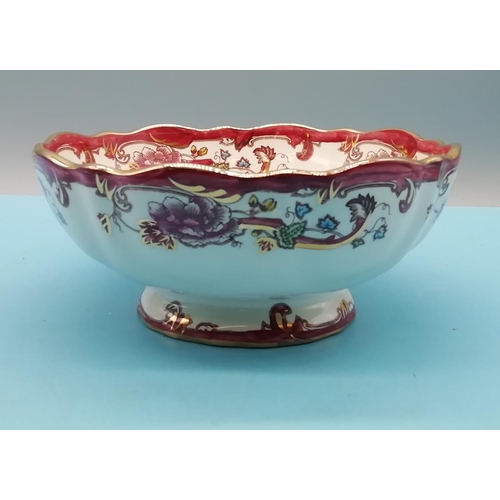 348 - Mason's Footed Fruit Bowl in the 'Mandalay Red' Pattern. 20cm Diameter.