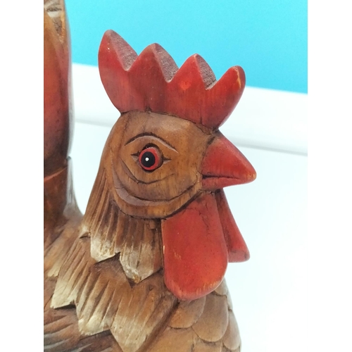 356 - Wooden Cockerel Figure 26cm High x 18cm. Split in Wood but Displays Well.