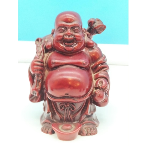 357 - Large 14cm Buddha Figure (Chip to base) plus 8 x Smaller 5cm Buddhas.