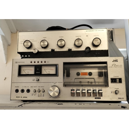 366 - JVC KD-21D Teak Stereo 30 Plus. Powers Up. Untested.