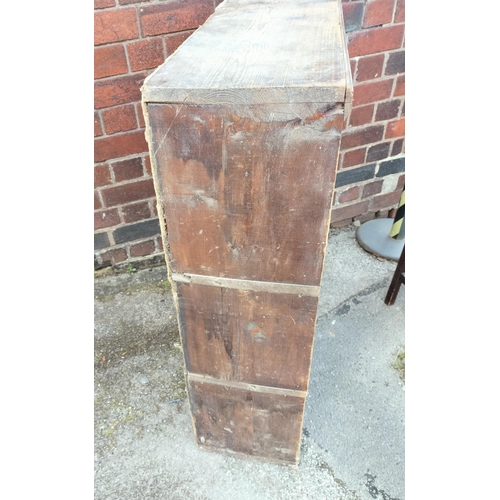 386 - Pitch Pine Pigeon Hole/Bookshelf. 98cm High, 82cm x 29cm. Needs New Back. This Lot is Collection Onl... 