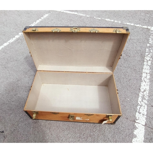 388 - Light Wood Travel Trunk. 36cm High, 92cm x 51cm. This Lot is Collection Only.