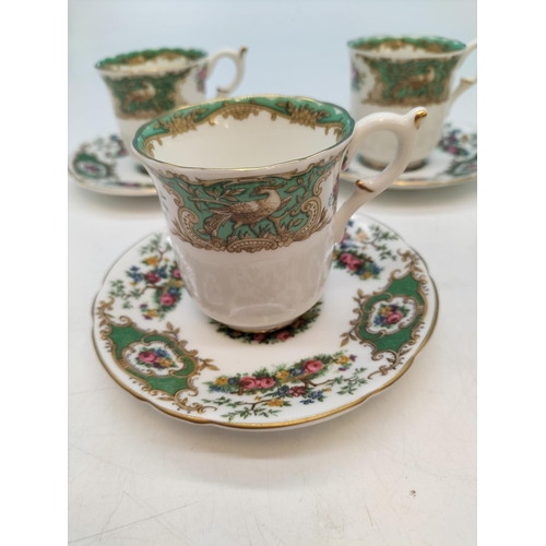 598 - Coalport 'Montrose Green' Cups (5) plus 'Broadway Green' Saucers (5).