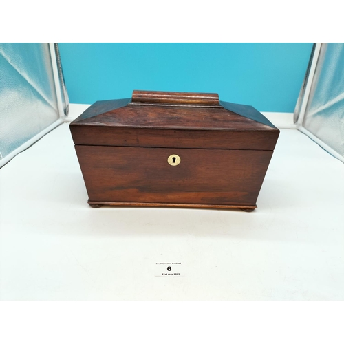 6 - Mahogany Tea Caddy. 18cm High, 31cm x 16cm.