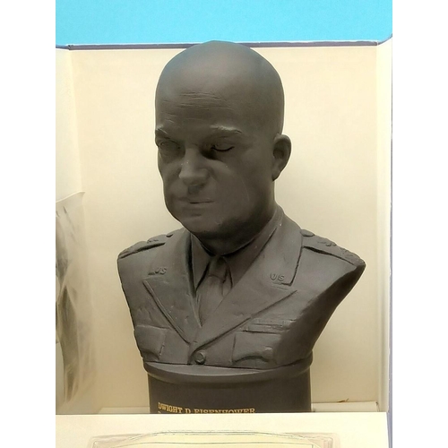 603 - Boxed Wedgwood 22cm Back Basalt 'Eisenhower' Bust. Limited Edition 2148/5000 with Certificate of Aut... 