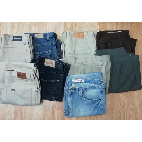 709 - 9 Pairs of Men's Trousers to include M & S, Gap, Hawkshead, Burtons, Moto and Principles. Waist Size... 