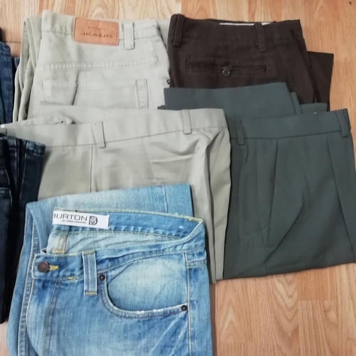 709 - 9 Pairs of Men's Trousers to include M & S, Gap, Hawkshead, Burtons, Moto and Principles. Waist Size... 