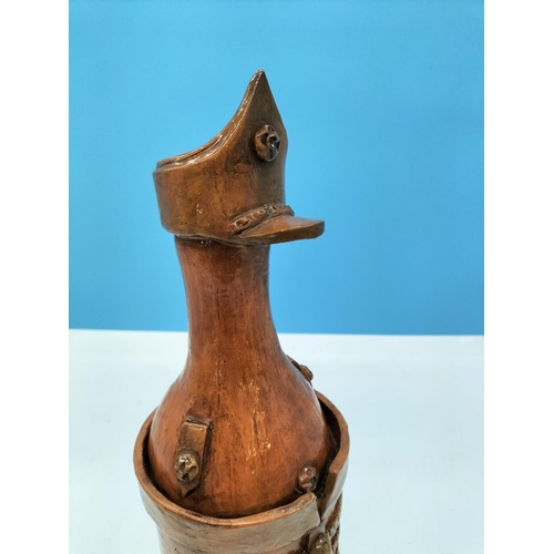 24 - Unusual Studio Pottery Wine Bottle Holder in the Form of a Soldier. 42cm Tall.