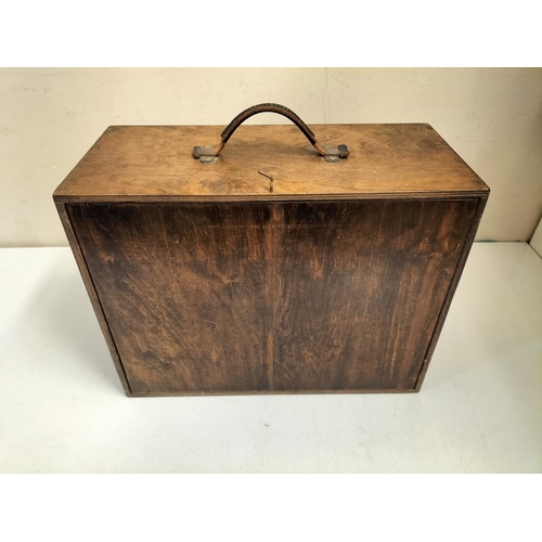 Vintage Wooden 7 Drawer Box containing Fly Fishing Equipment. 33cm