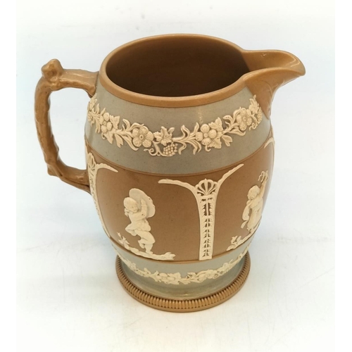 33 - Antique Copeland Spode Jasperware 17cm Water Pitcher c1894-1910.