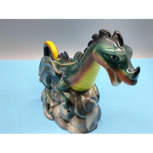 372 - Tony Wood 'Green Dragon' Teapot. 15cm High x 23cm Long.