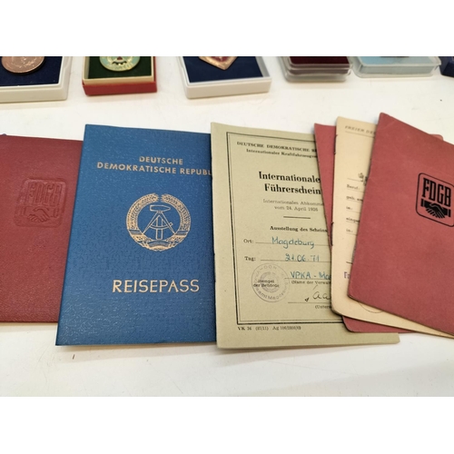 47 - Large Collection of German DDR Awards and Medals complete with Certificates and Other Ephemera. (Pre... 