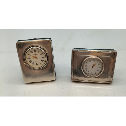 723 - Hallmarked Silver Miniature Mantle Clocks (2)