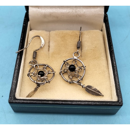 208 - Pair of 925 Silver Dreamcatcher Earrings.