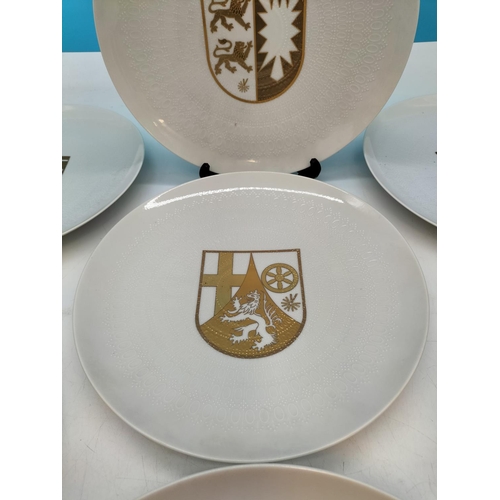 724 - 7 x  Rosenthal Studio Line Exclusive Porcelain Heraldic Collectors 28cm Plates.