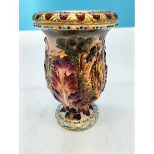 725 - Antique Ernst Bohne & Sohne Volkstedt Porcelain Footed 16cm Goblet with Curved Vase Body. c 1854-190... 