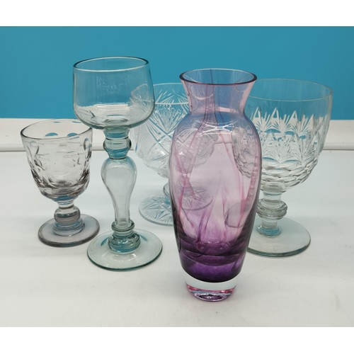 714 - Quantity of Cut and Crystal Glass Items (5) to include Glasses and Vases.