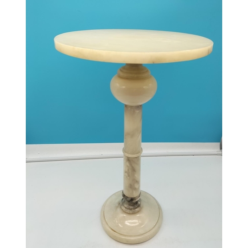 720 - Onyx Side/Pedestal Table. 50cm High, 30cm Diameter. A/F This Lot is Collection Only.