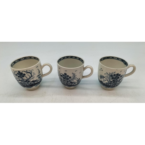 1 - Early Worcester Blue and White Tea Cups. 1755-1790. 6.5cm Tall.