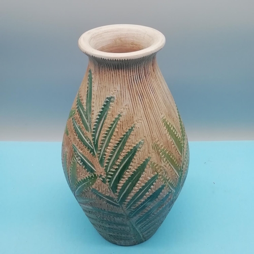 12 - Parlane Hand Made Fern Leaf Textured 30cm Art Vase.