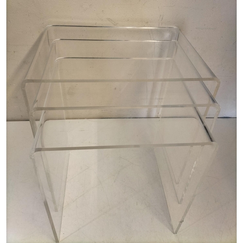 Nest of 3 Perspex Tables/Stands. Largest being 44cm High, 44cm x 30cm ...