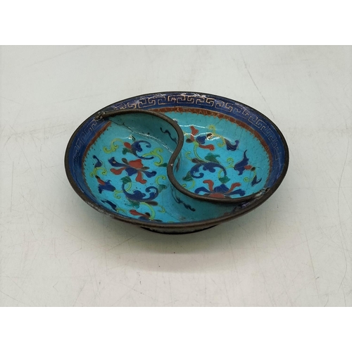 61 - Early Cloisonne Enamelled Dish. 9.5cm Diameter.