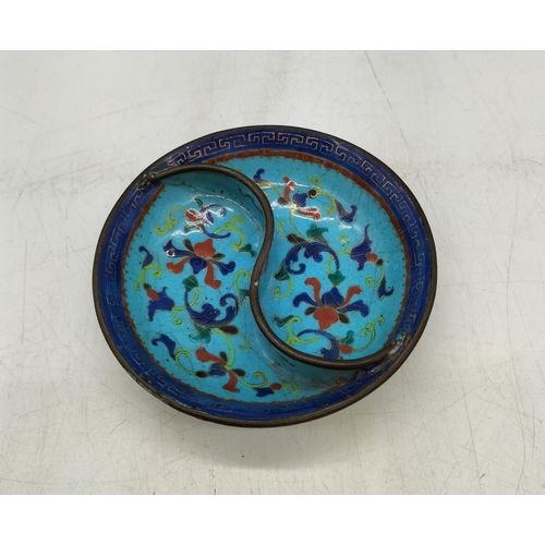 61 - Early Cloisonne Enamelled Dish. 9.5cm Diameter.