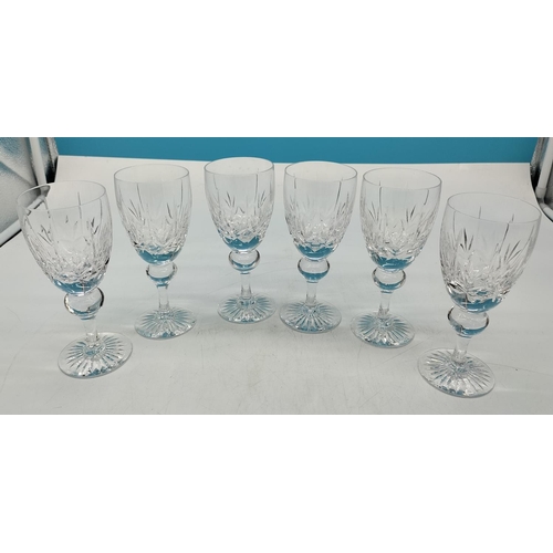 65 - Crystal Cut Ball Stem Wine Glasses (6).