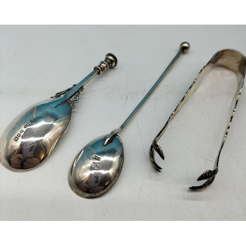 7 - Silver Hallmarked Spoons and Sugar Tongs. 49 Grams.