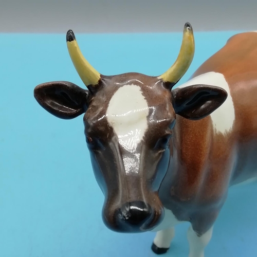 70 - Beswick Cow Figure 'Ickham Bessie' 198. Restoration to One Horn. 12cm High x 16cm.