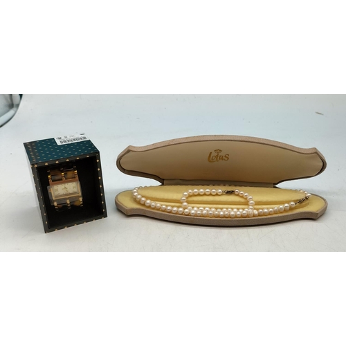 727 - New and Boxed NEXT Ladies Watch plus Pearl Necklace and Bracelet Set. Boxed.