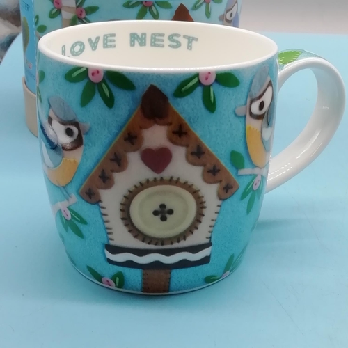 73 - Boxed Royal Worcester Heartfelt Mugs (2) - 'Love Nest' and 'Sew Seeds of Love'.